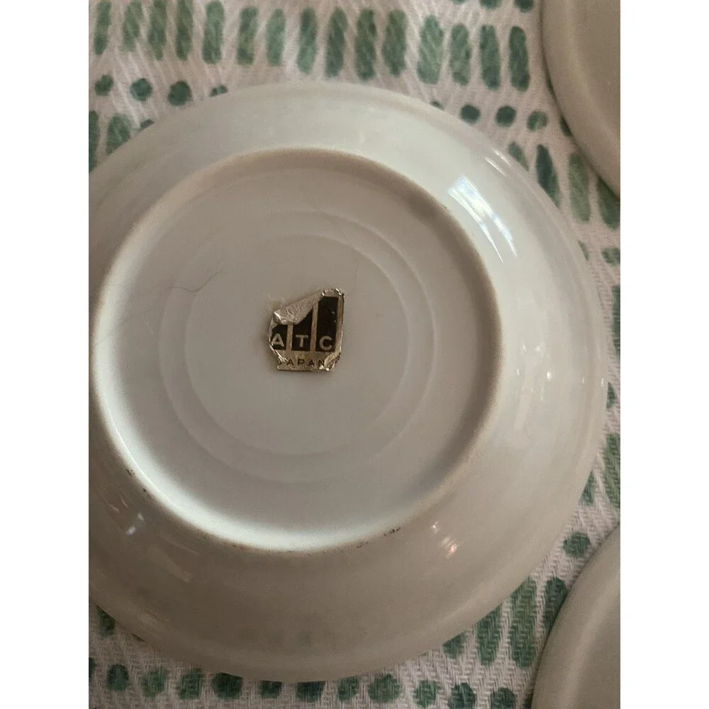 Vintage ATC JAPAN Demitasse Espresso Set 5 Cups & Saucers 1960s Good Condition